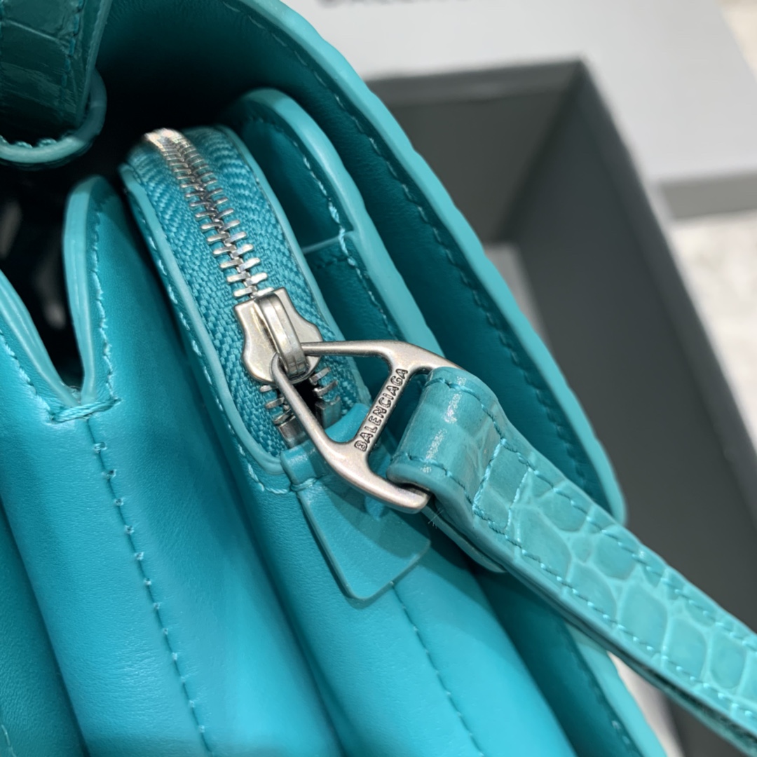 Balenciaga Small Woc Crocodile Embossed Shoulder Bag Light Blue